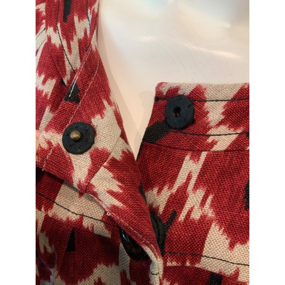 Michael Kors Red & White Patterned Button-Up Coat… - image 4